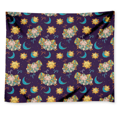 Cute Cartoon Aries Pattern Print Tapestry