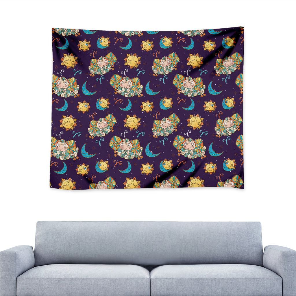 Cute Cartoon Aries Pattern Print Tapestry