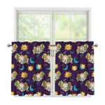 Cute Cartoon Aries Pattern Print Tier Curtains