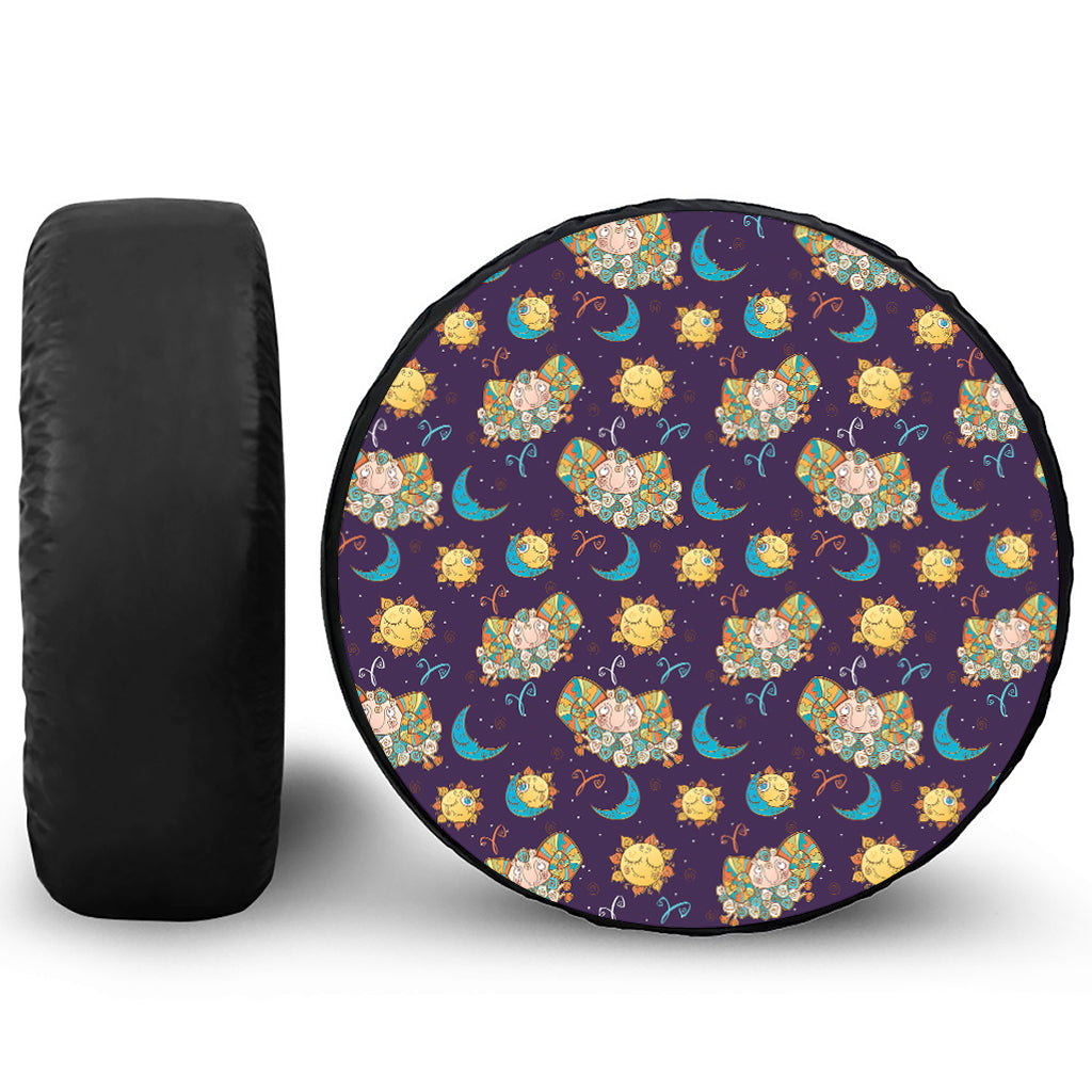 Cute Cartoon Aries Pattern Print Tire Cover