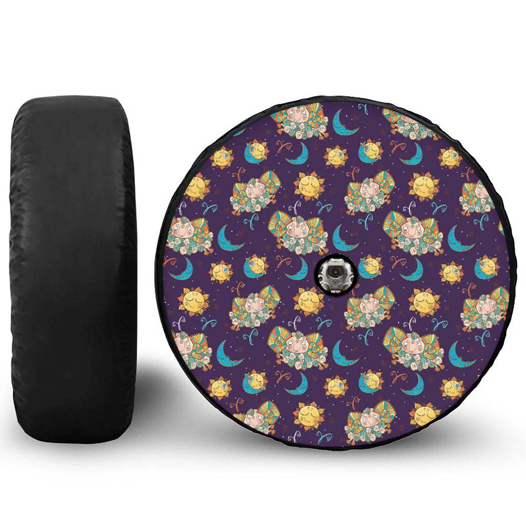 Cute Cartoon Aries Pattern Print Tire Cover With Camera Hole