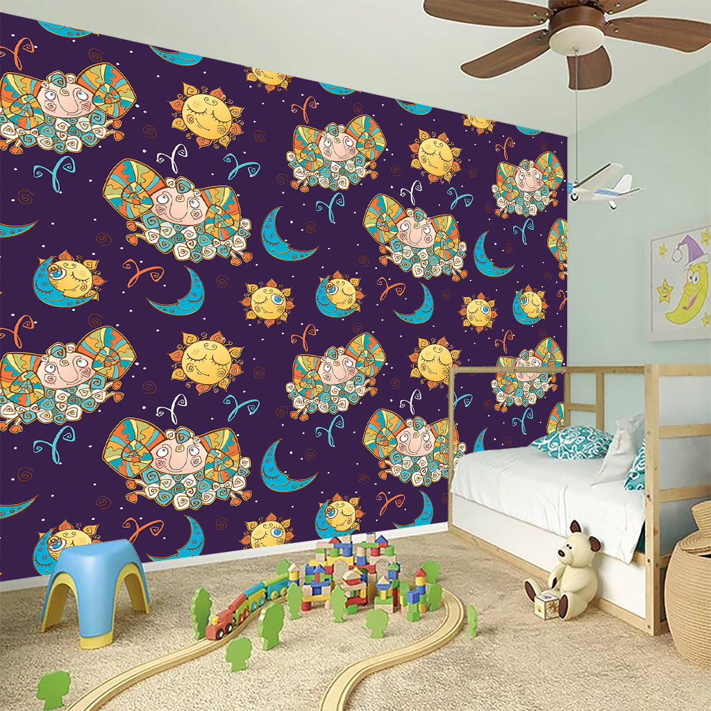 Cute Cartoon Aries Pattern Print Wall Sticker