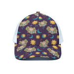 Cute Cartoon Aries Pattern Print White Mesh Trucker Cap