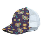 Cute Cartoon Aries Pattern Print White Mesh Trucker Cap