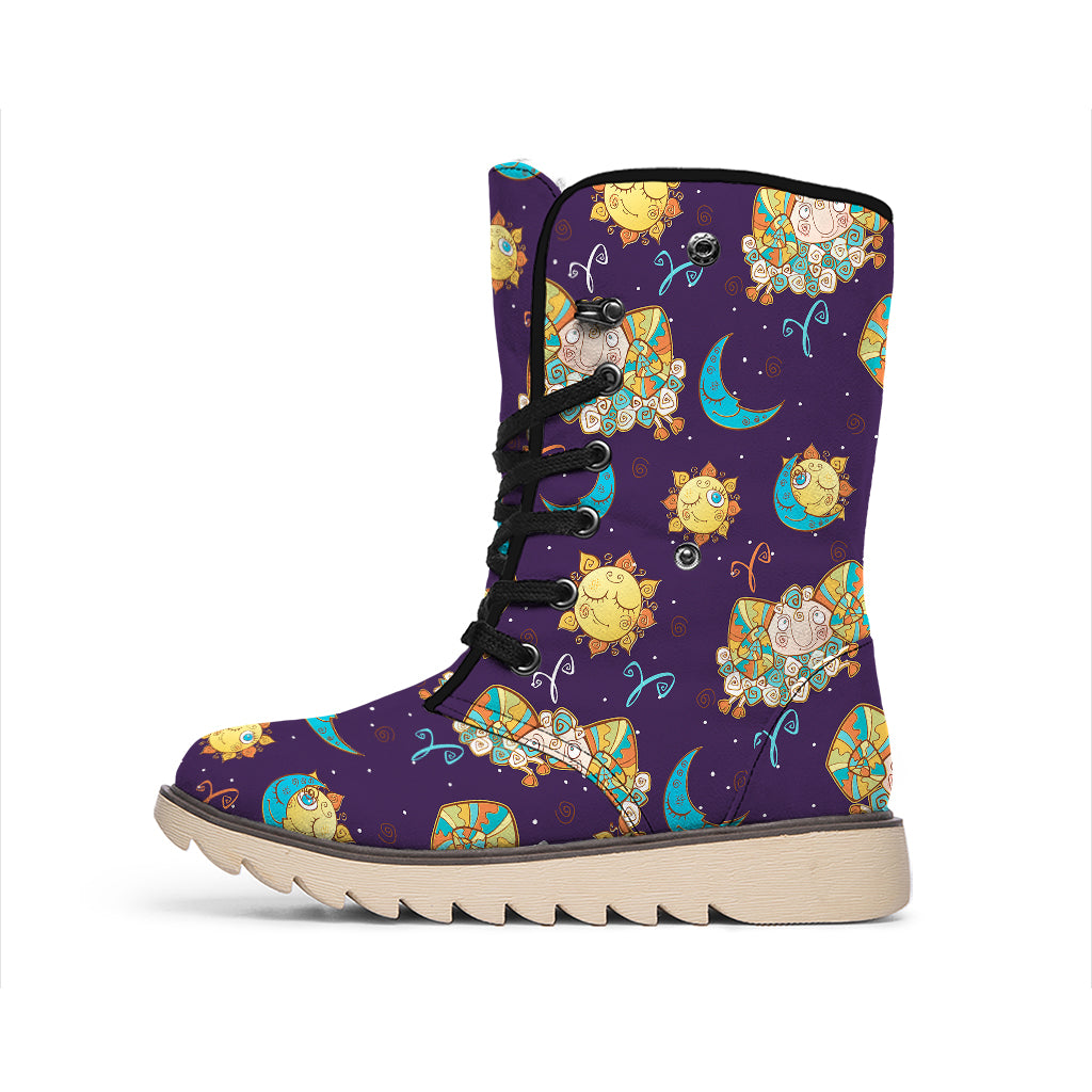Cute Cartoon Aries Pattern Print Winter Boots