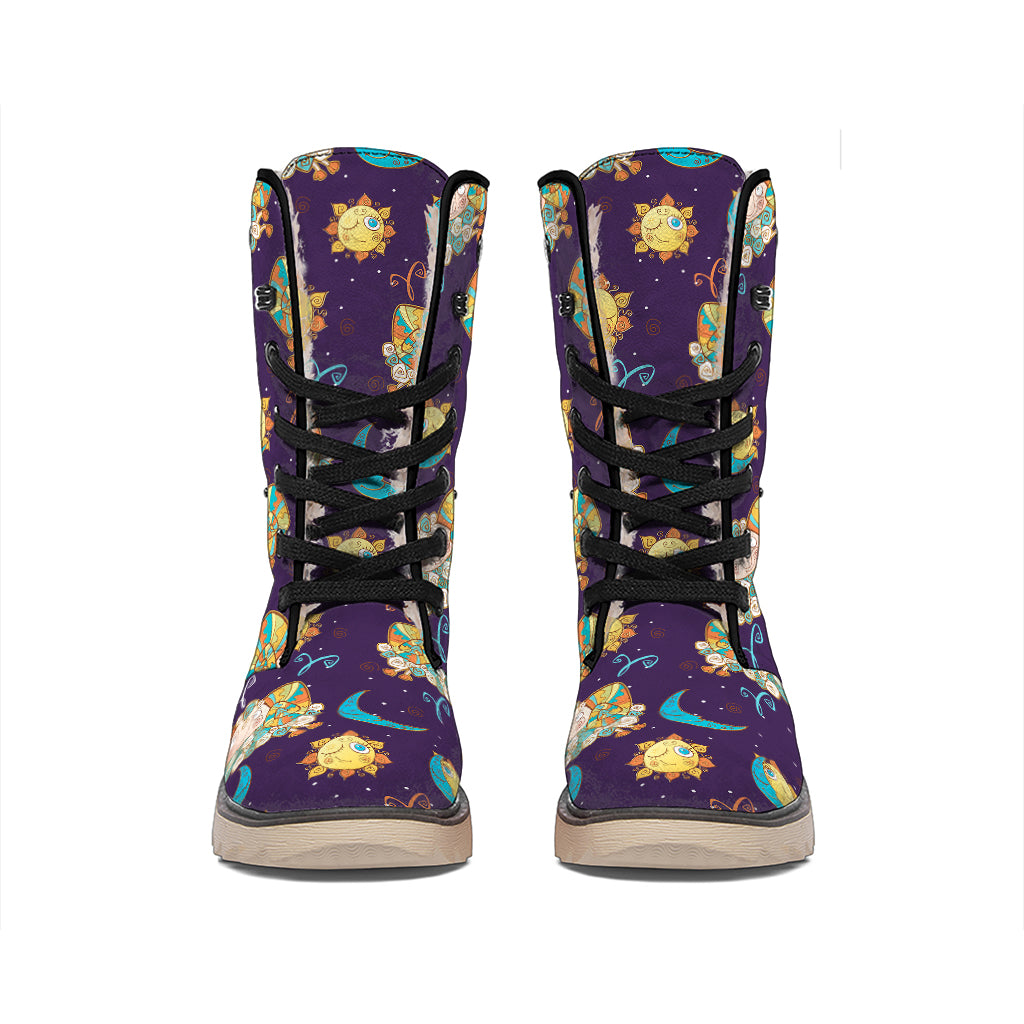 Cute Cartoon Aries Pattern Print Winter Boots