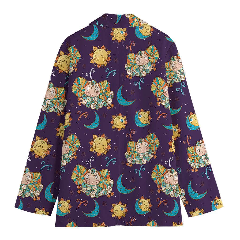 Cute Cartoon Aries Pattern Print Women's Blazer