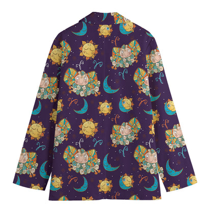 Cute Cartoon Aries Pattern Print Women's Blazer