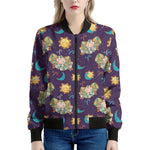 Cute Cartoon Aries Pattern Print Women's Bomber Jacket