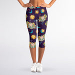Cute Cartoon Aries Pattern Print Women's Capri Leggings