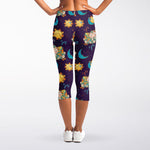 Cute Cartoon Aries Pattern Print Women's Capri Leggings