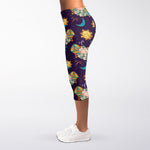 Cute Cartoon Aries Pattern Print Women's Capri Leggings