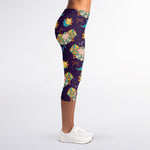 Cute Cartoon Aries Pattern Print Women's Capri Leggings