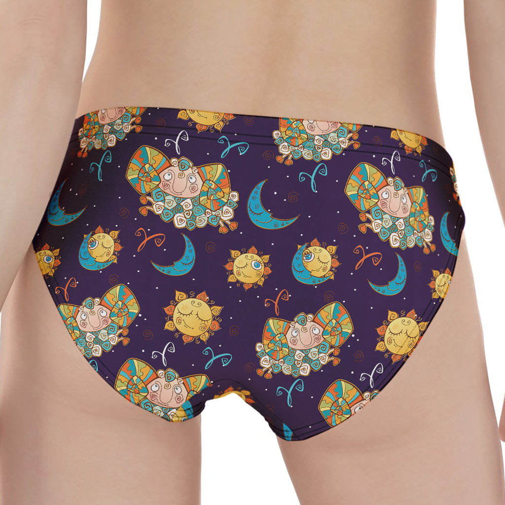 Cute Cartoon Aries Pattern Print Women's Panties