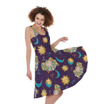 Cute Cartoon Aries Pattern Print Women's Sleeveless Dress