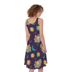 Cute Cartoon Aries Pattern Print Women's Sleeveless Dress