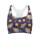 Cute Cartoon Aries Pattern Print Women's Sports Bra