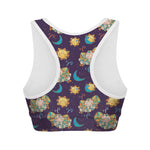 Cute Cartoon Aries Pattern Print Women's Sports Bra