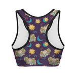 Cute Cartoon Aries Pattern Print Women's Sports Bra