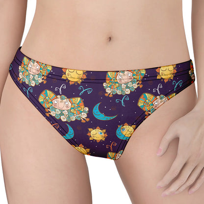 Cute Cartoon Aries Pattern Print Women's Thong