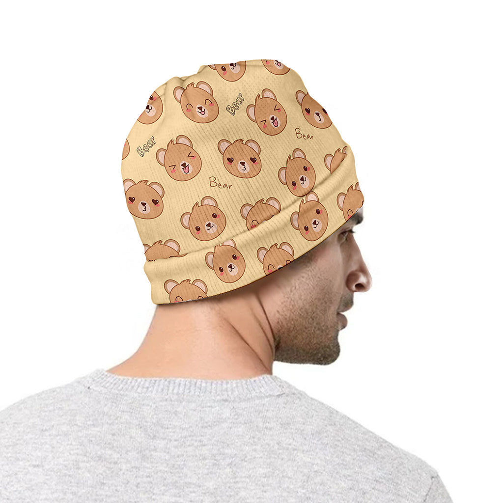 Cute Cartoon Baby Bear Pattern Print Beanie