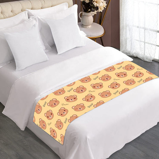 Cute Cartoon Baby Bear Pattern Print Bed Runner