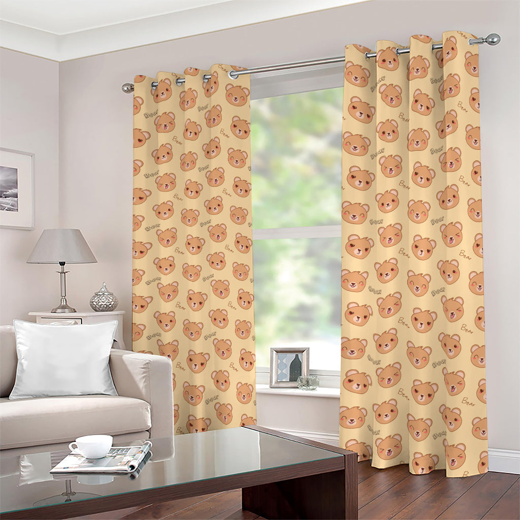 Cute Cartoon Baby Bear Pattern Print Blackout Grommet Curtains