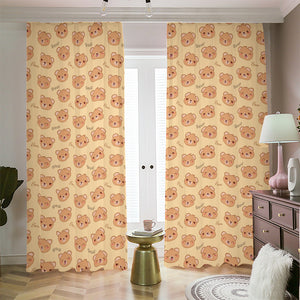 Cute Cartoon Baby Bear Pattern Print Blackout Pencil Pleat Curtains