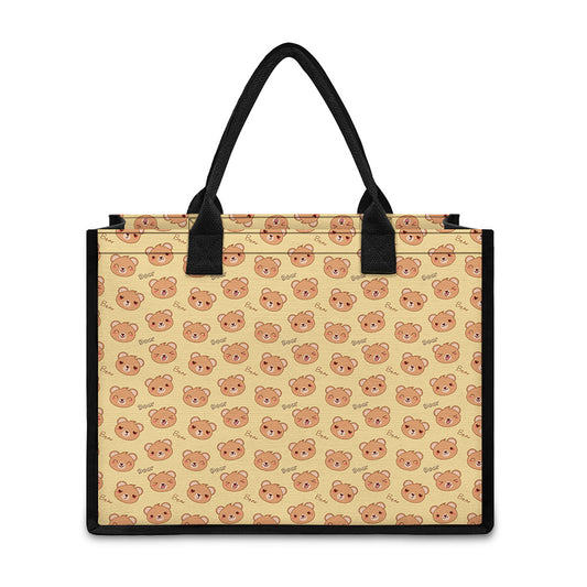 Cute Cartoon Baby Bear Pattern Print Canvas Tote Bag