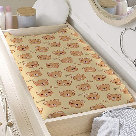 Cute Cartoon Baby Bear Pattern Print Changing Pad Cover