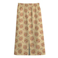 Cute Cartoon Baby Bear Pattern Print Cotton Front Slit Maxi Skirt