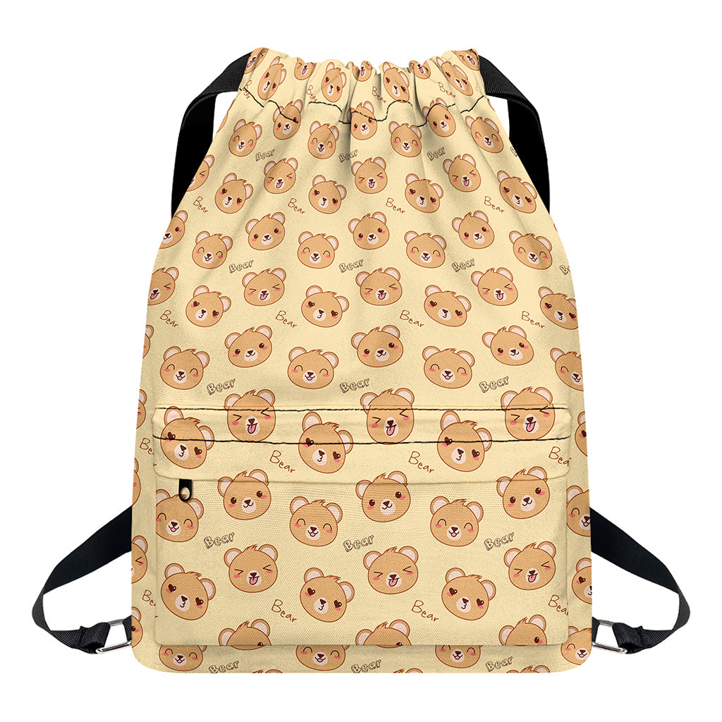 Cute Cartoon Baby Bear Pattern Print Drawstring Backpack