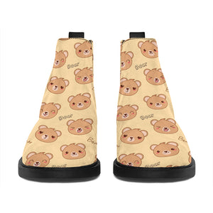 Cute Cartoon Baby Bear Pattern Print Flat Ankle Boots