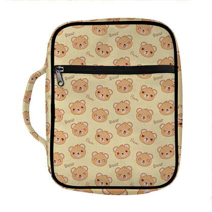 Cute Cartoon Baby Bear Pattern Print Front Pocket Bible Bag