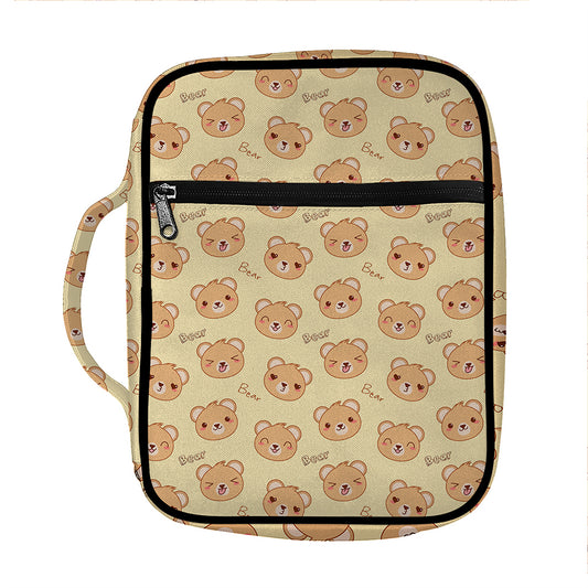 Cute Cartoon Baby Bear Pattern Print Front Pocket Bible Bag
