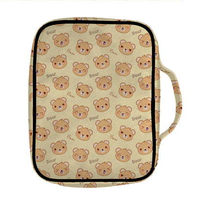 Cute Cartoon Baby Bear Pattern Print Front Pocket Bible Bag
