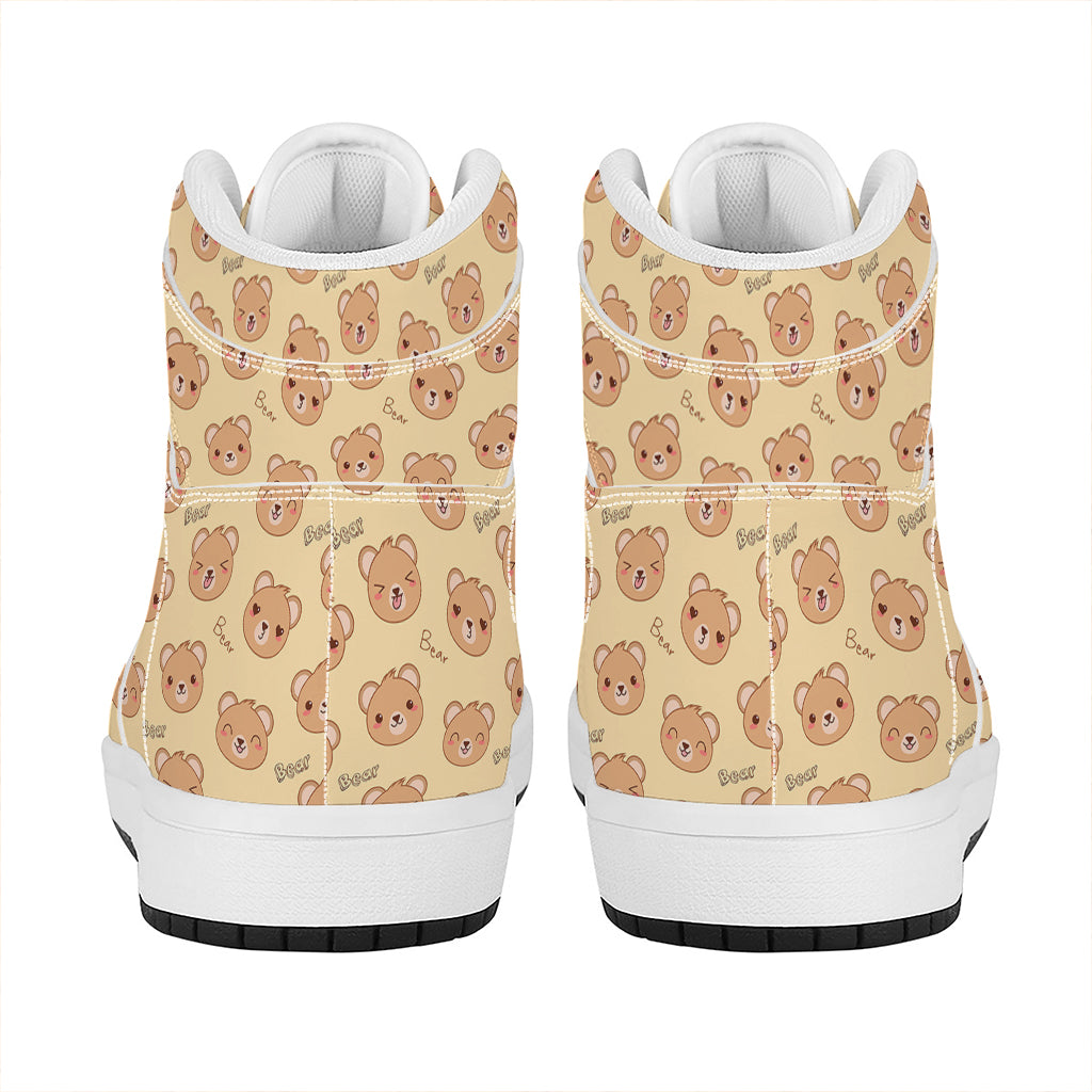 Cute Cartoon Baby Bear Pattern Print High Top Leather Sneakers