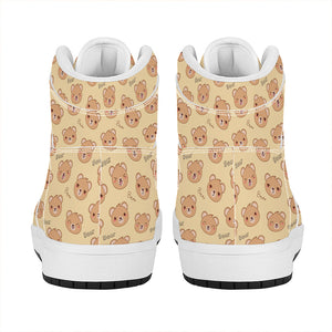 Cute Cartoon Baby Bear Pattern Print High Top Leather Sneakers