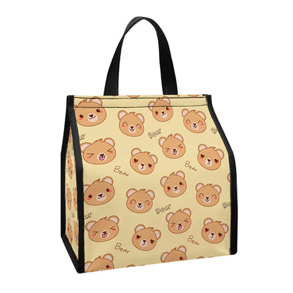 Cute Cartoon Baby Bear Pattern Print Insulated Lunch Tote