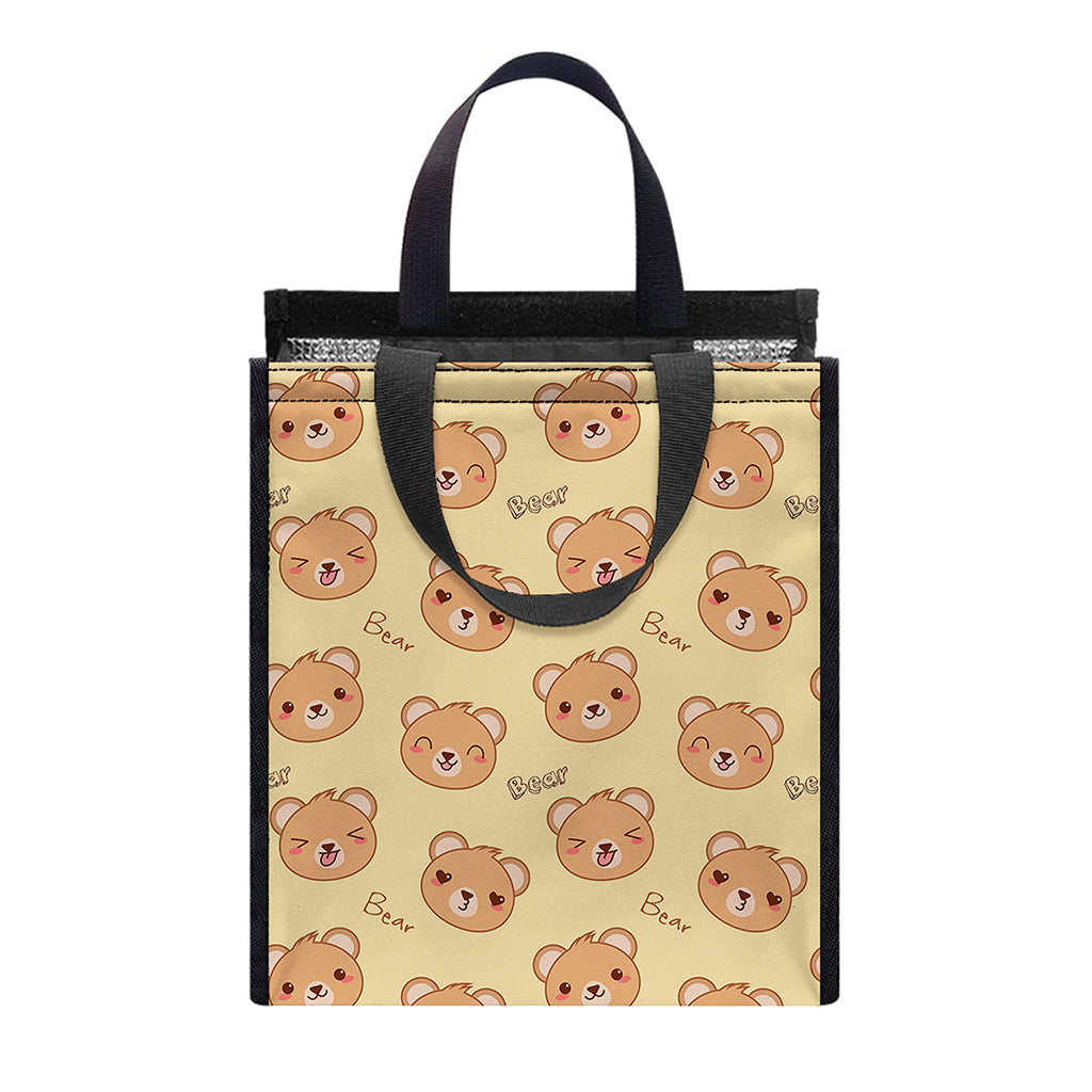 Cute Cartoon Baby Bear Pattern Print Insulated Lunch Tote
