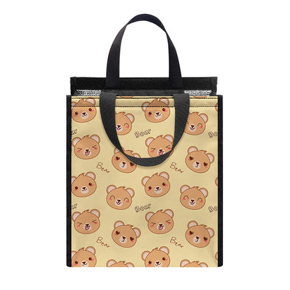 Cute Cartoon Baby Bear Pattern Print Insulated Lunch Tote
