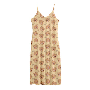 Cute Cartoon Baby Bear Pattern Print Jersey Midi Cami Dress