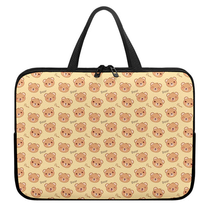 Cute Cartoon Baby Bear Pattern Print Laptop Sleeve With Handle