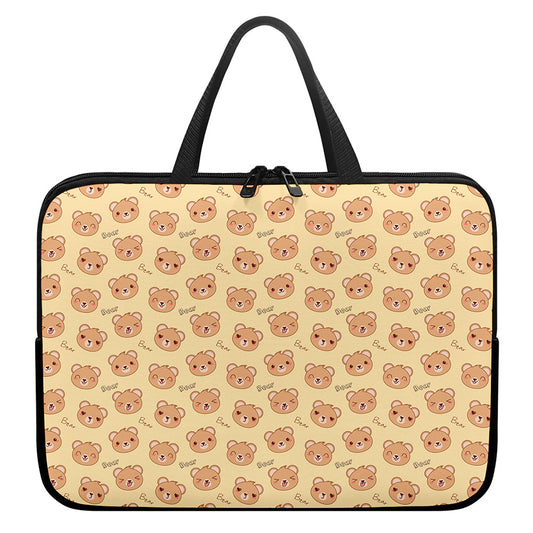 Cute Cartoon Baby Bear Pattern Print Laptop Sleeve With Handle