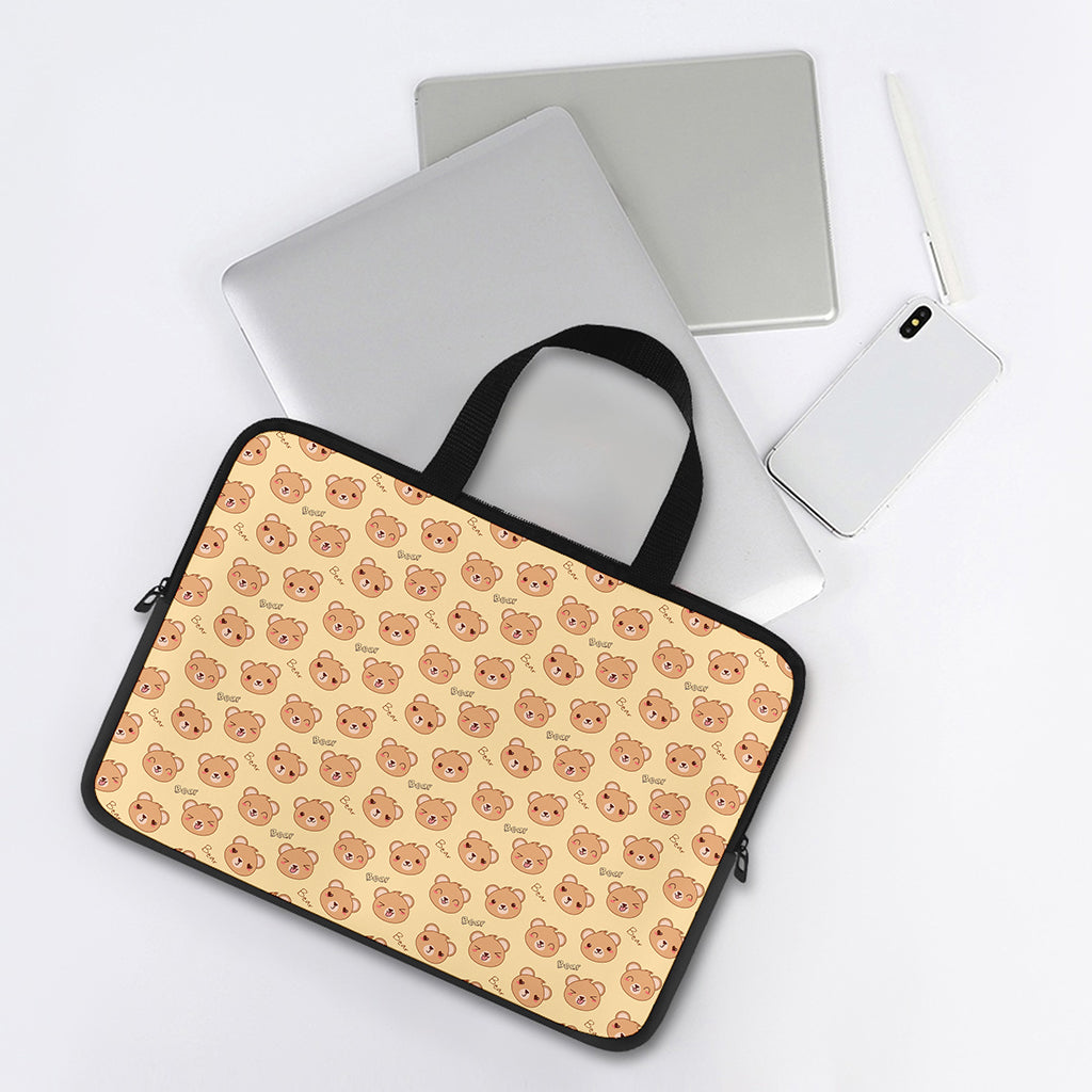 Cute Cartoon Baby Bear Pattern Print Laptop Sleeve With Handle