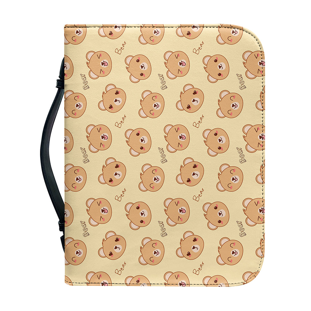 Cute Cartoon Baby Bear Pattern Print Leather Bible Cover