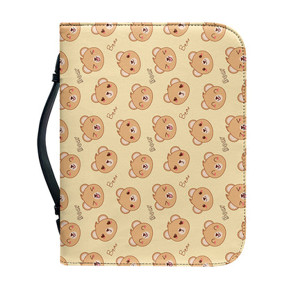 Cute Cartoon Baby Bear Pattern Print Leather Bible Cover
