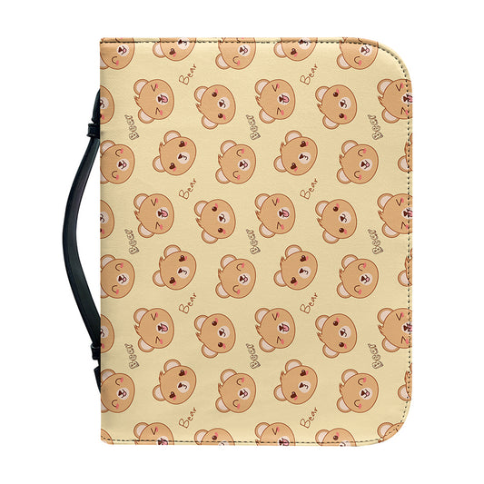 Cute Cartoon Baby Bear Pattern Print Leather Bible Cover