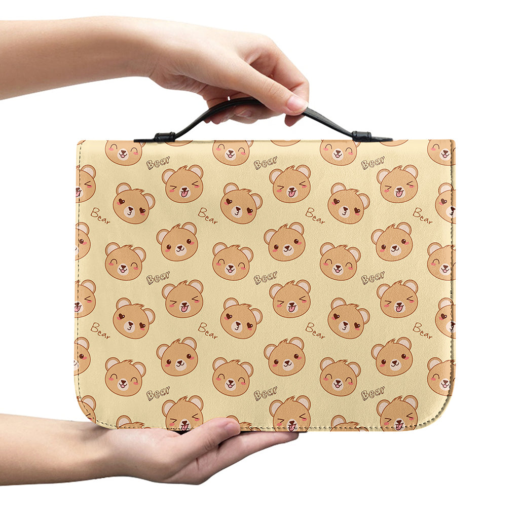 Cute Cartoon Baby Bear Pattern Print Leather Bible Cover