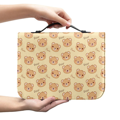 Cute Cartoon Baby Bear Pattern Print Leather Bible Cover